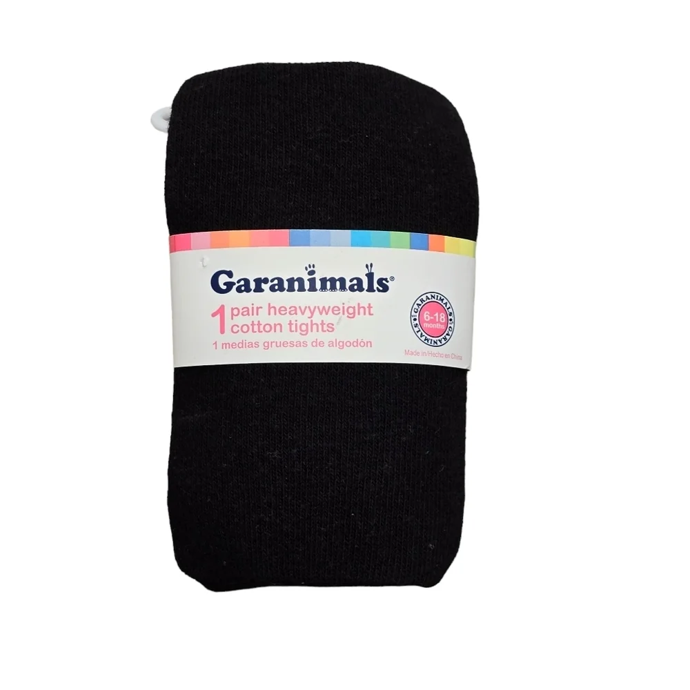 Garanimals Baby Girl 6 18 months Black Pair Heavyweight Cotton Tights New